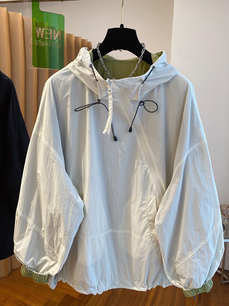 Femmes vestes à capuche diagonale fermeture éclair conception Vintage veste 2025 printemps automne nouveau Baggy mode à manches longues chemise