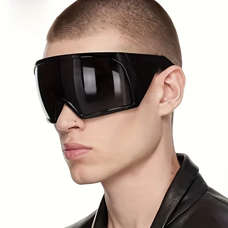 Lunettes de soleil surdimensionnées pour hommes, anti-vent, grandes, futuristes, à la mode, protection UV400, pour le cyclisme
