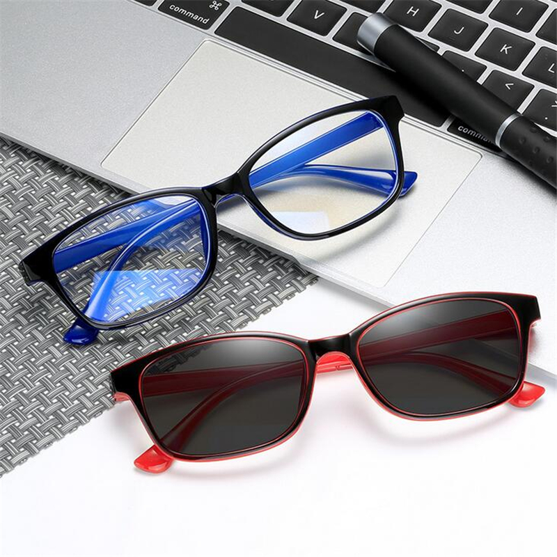 Mode plastique noir gris cadre carré myope lunettes soleil photochromique gris Prescription lunettes 0 -0.5 -0.75 à-6.0