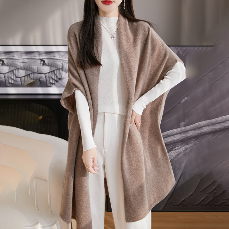 Printemps femmes 100% laine tricoté châle doux chaud tricots Long Cardigan femme cape enveloppes épaule cou protéger Poncho double usage