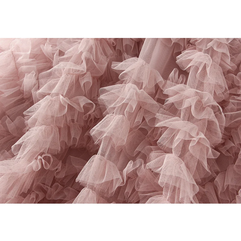 Jupe Maxi en Tulle à Plusieurs Niveaux pour Femme, Longue en Maille Rose, Taille Haute, Élégante, Nouvelle Collection 2024