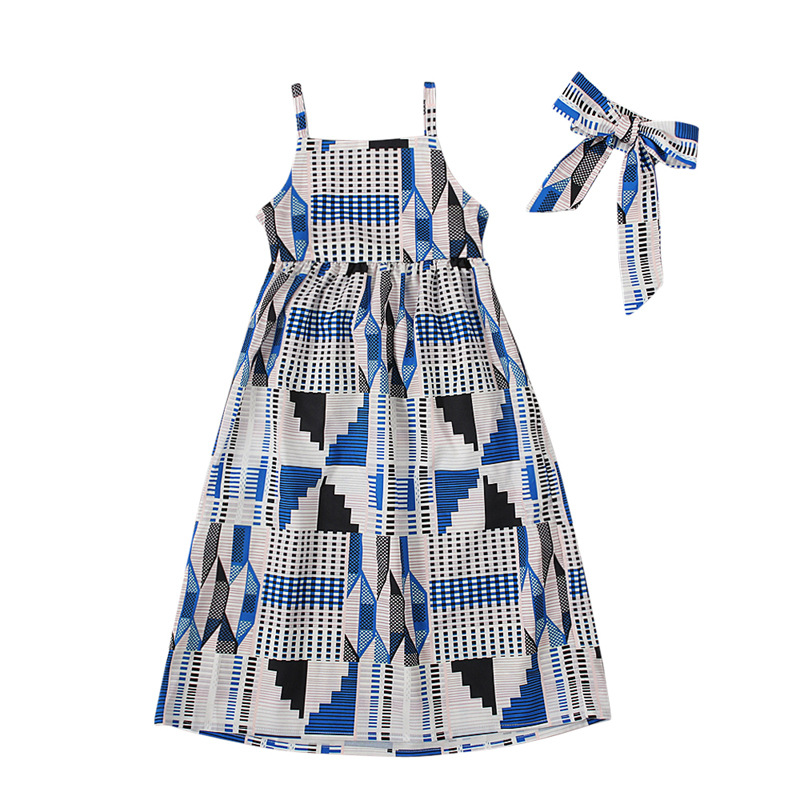 Robe africaine Kente imprimé Ankara pour enfants filles, été traditionnel Boho, col licou, épaules dénudées, sans manches, pour petit enfant en bas âge