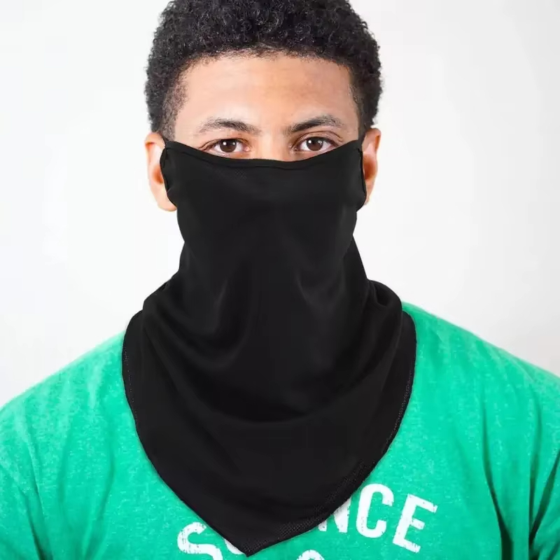 Cache-cou respirant et séchant rapidement pour l'été, avec fixation sur les oreilles, protection solaire, utilisable comme masque demi-visage, bandana ou foulard
