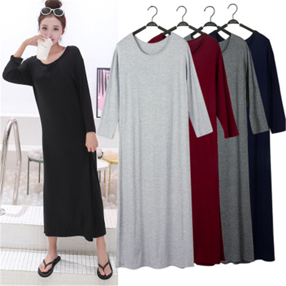 Robe Respirante à Manches sulfpour Femme, Vêtement de Maison Confortable, Droit, Couleur Unie, Simple, Respectueux de la Peau
