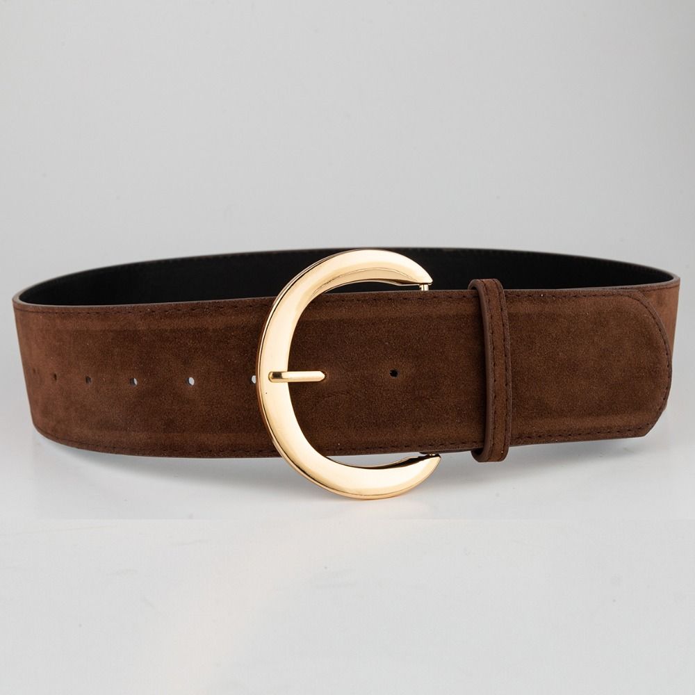 Ceinture large en cuir suédé pour femmes, Design de luxe rétro, décontractée, tendance, boucle ardillon, polyvalente, pour robe de pantalon