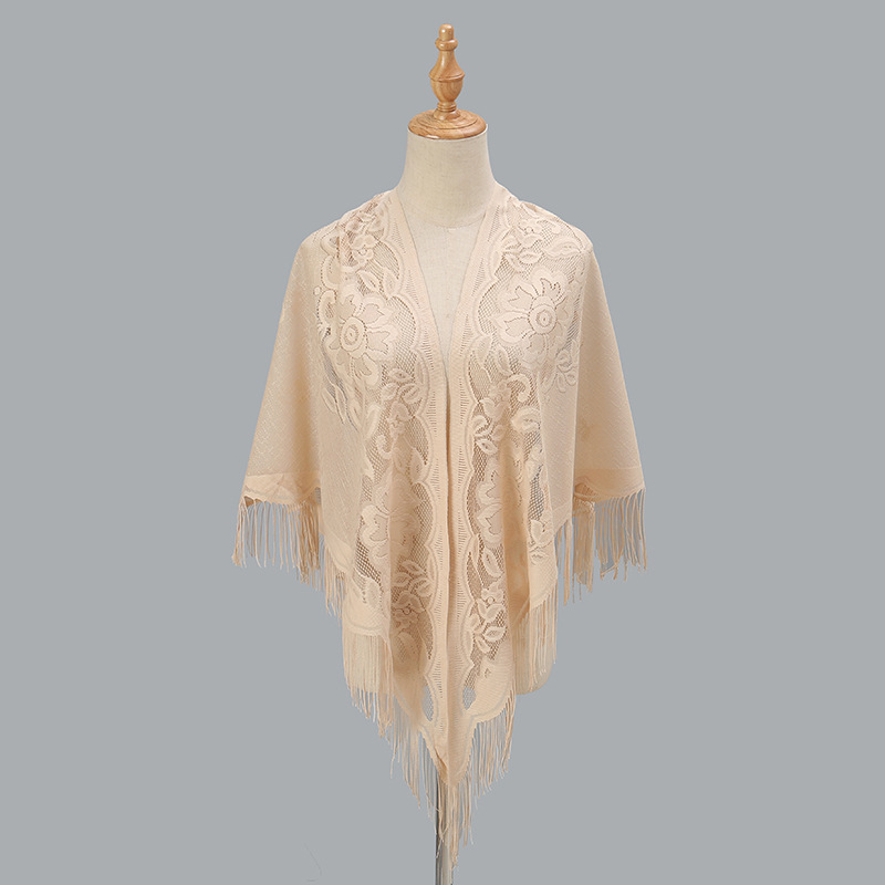 Nouveau châle triangulaire à franges, couleur unie, respirant, pour femmes