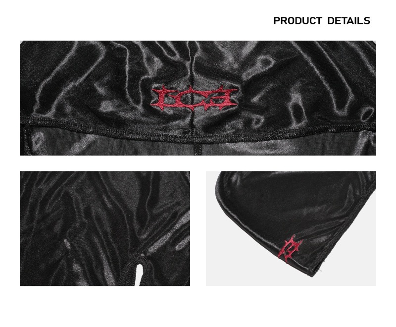 Desinger Soyeux Hip Hop Punk Écharpe pour Hommes Femmes Gothique Brodé Longue Queue Ondes Casquette Tendance Protection Solaire Rappeur Durag