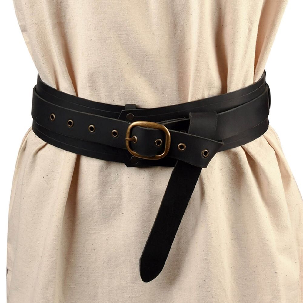 Ceinture de taille médiévale en cuir PU, ceinture de chevalier Viking, large et extensible, accessoires de Costume Vintage, Cosplay