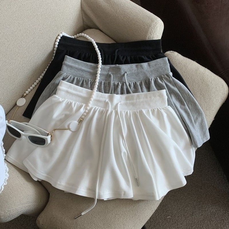 Femmes Mini jupes coréen blanc plissé à volants taille haute mince a-ligne jupe Fitness Tennis doublure Anti-vide jupes de course