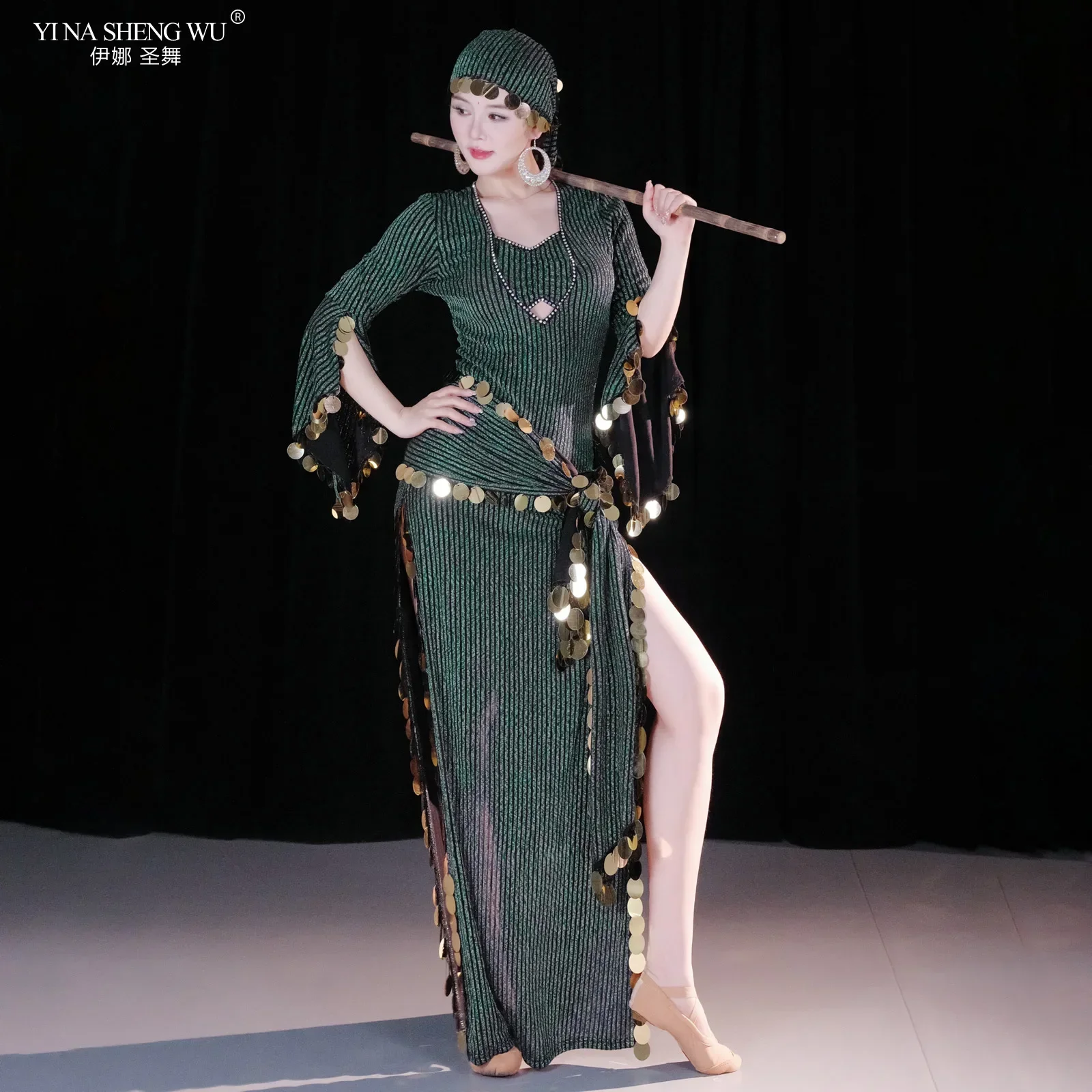 Robe de danse du ventre pour femmes, robe folklorique shaabi baladi, robes d'entraînement, écharpe de hanche à paillettes, performance orientale, robes de compétition saidi