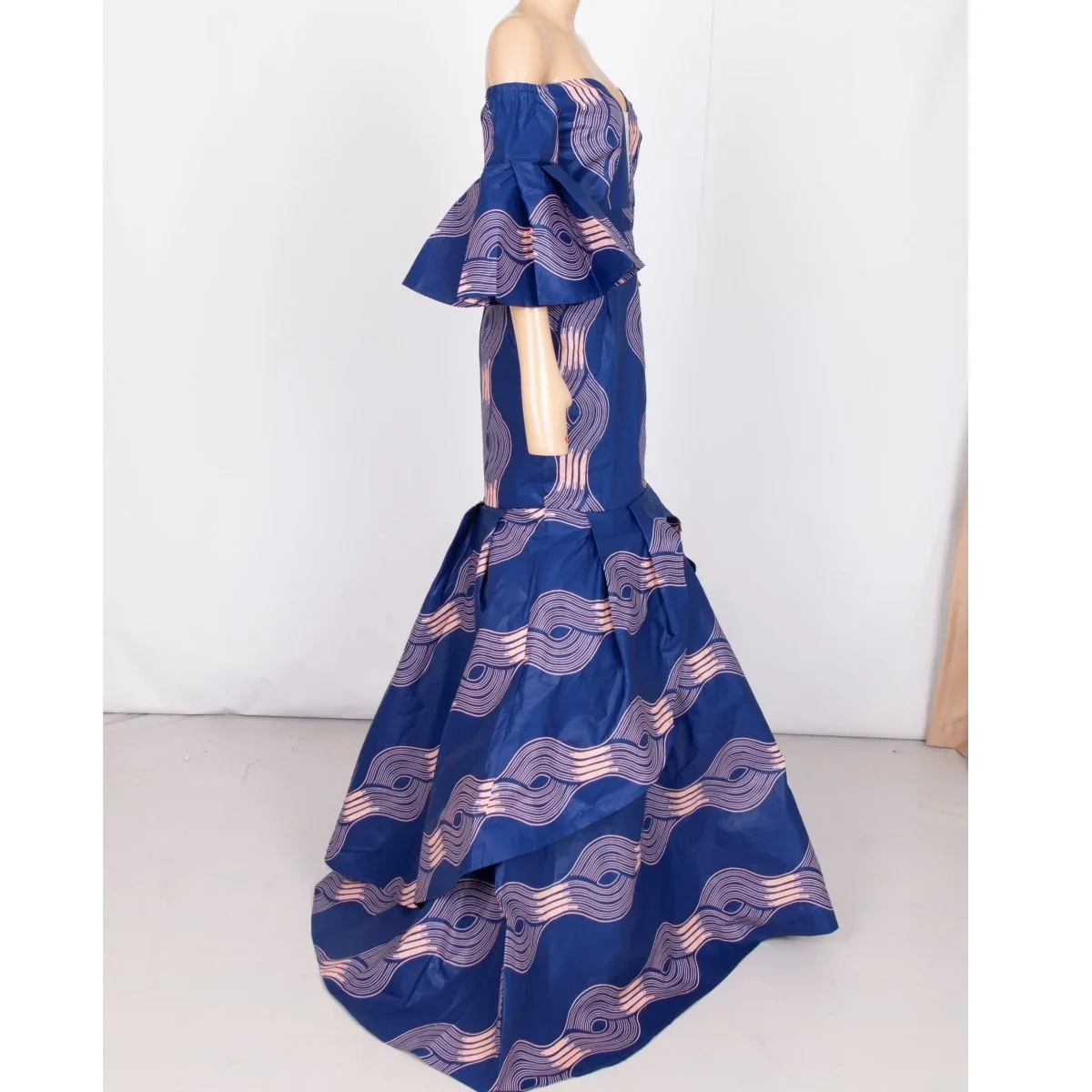 Bazin Riche-Robe longue de soirée pour femmes, imprimé africain, sexy, dashiki, sans bretelles, WY5613