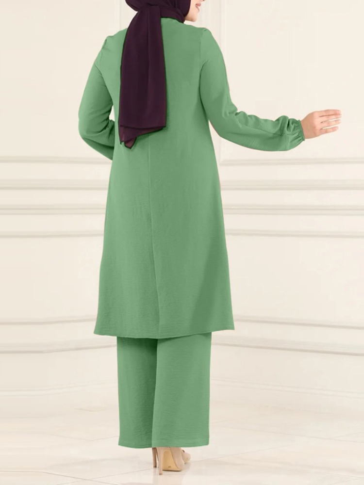 Robe musulmane décontractée pour femmes, ensemble 2 pièces, chemise à manches longues, pantalon à jambes larges, robes arabes saoudiennes de dubaï, automne 2023