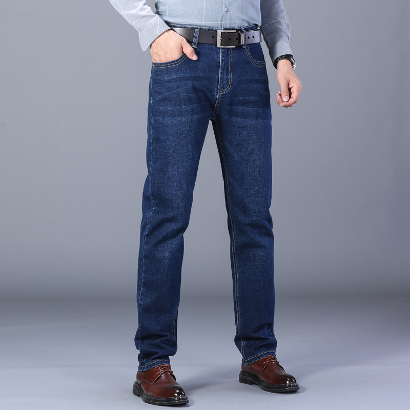 2025 jeans d'affaires de mode pour hommes style classique décontracté élastique slim fit jeans pantalons en denim pour hommes noir bleu