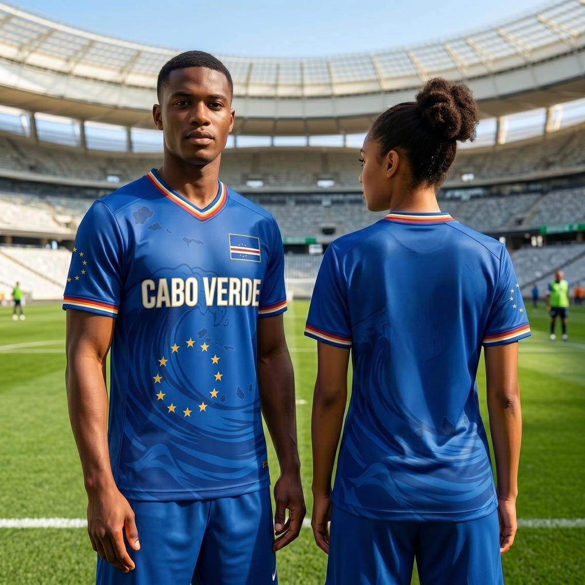 Maillot de football imprimé drapeau national Cap-Vert, pour hommes/femmes, t-shirt d'entraînement, décontracté, col rond, chemise de sport