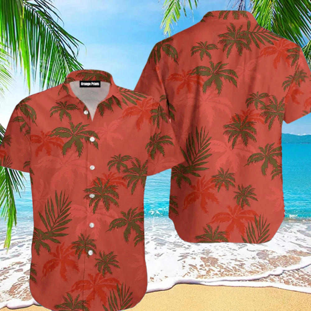 Nouvelle Chemise Hawaïenne Oversize Tendance Coréenne 2026 – Imprimé Palmiers Simples, Col Cubain, Hauts Aloha Décontractés d'Été