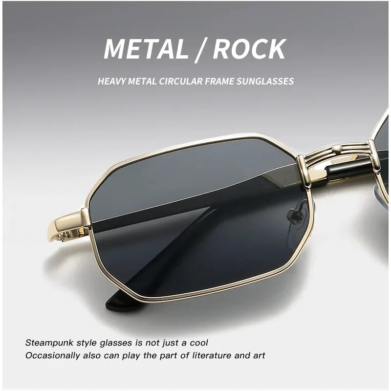 Lunettes de soleil étroites pour hommes, rectangulaires à la mode pour femmes, marque de luxe en métal, lunettes de soleil classiques