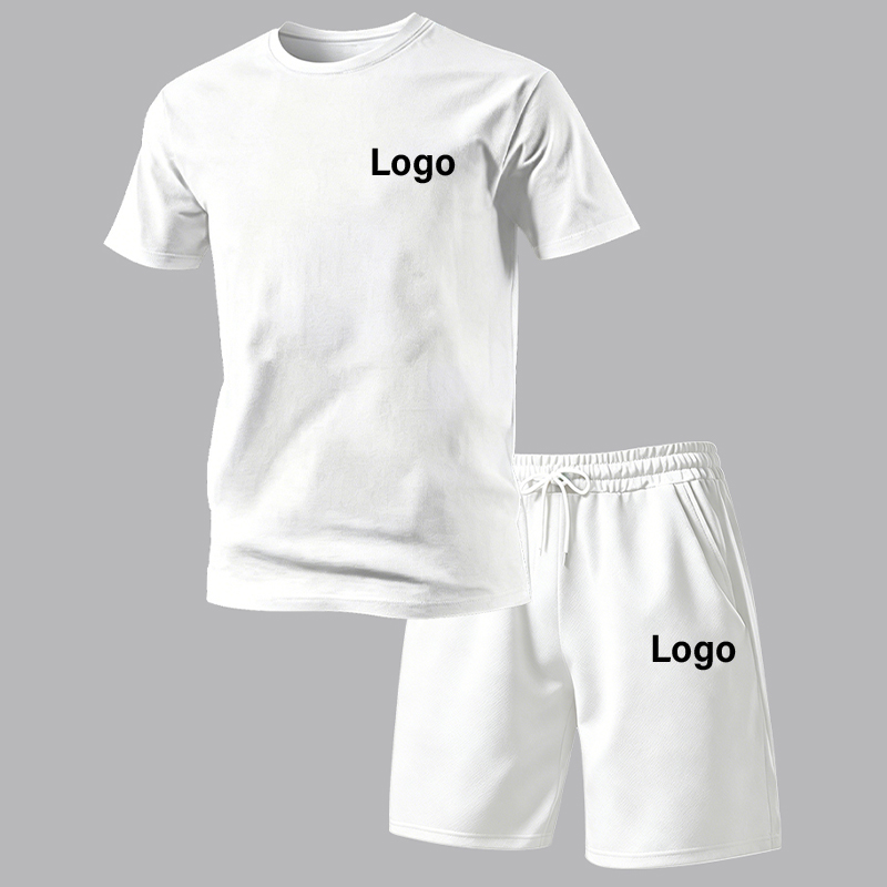 Ensemble 2 pièces personnalisé pour homme : T-shirt et short de sport respirant, léger et confortable à manches courtes pour l'été