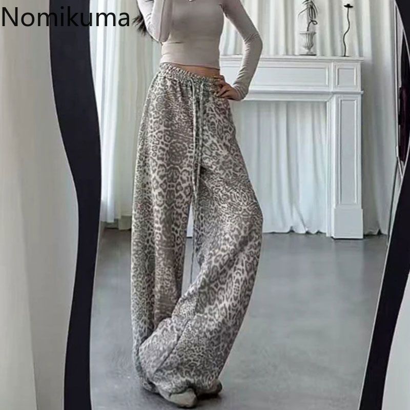 Pantalon large streetwear pour femme, pantalon femme Y2k, pantalon 20256, nouveaux bas, taille haute, décontracté, tendance, pantalon léopard