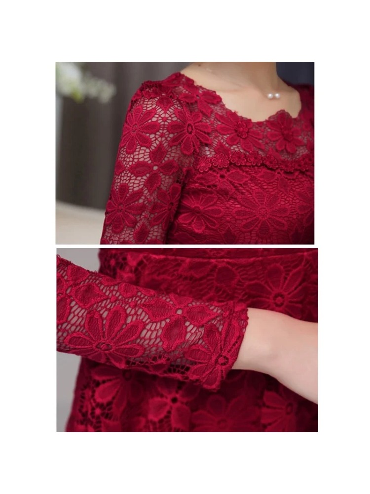 Femmes blusas blusa longa camisa feminina vintage à manches longues dentelle blouse plissado topo chemise femme grande taille S-5XL