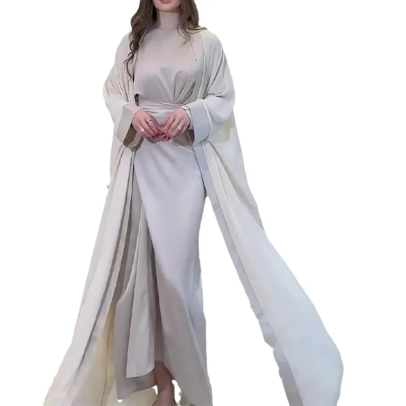 Robe Abaya pour femmes, Ramadan, Eid Abaya, Dubaï, Arabie Saoudite, Maroc, Kaftan, Robe de soirée longue, Abayas ouvertes, Robe éducative, Ensemble de 2 pièces