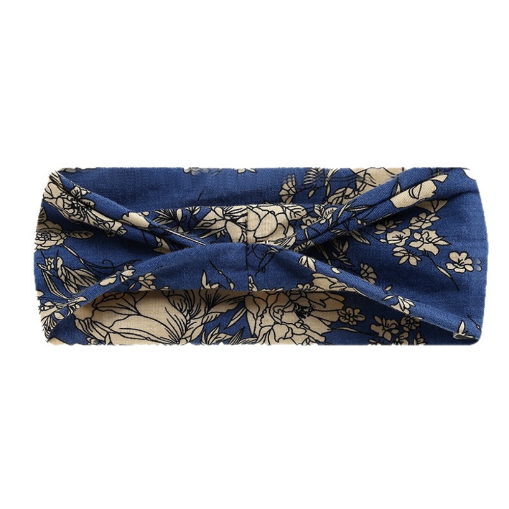 Bandeau de cheveux imprimé floral style bohème, absorbant la transpiration, antidérapant, large, doux, accessoires pour cheveux, bandeau croisé pour le sport