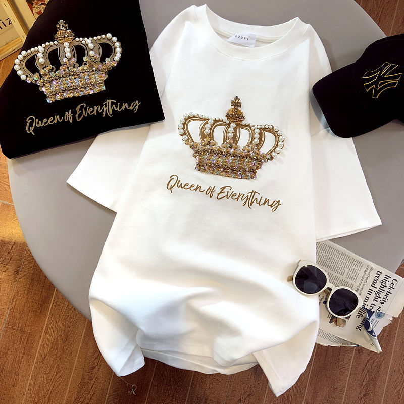 T-shirt à Manches Courtes en Coton pour Femme, Vêtement de Styliste de Luxe, Été