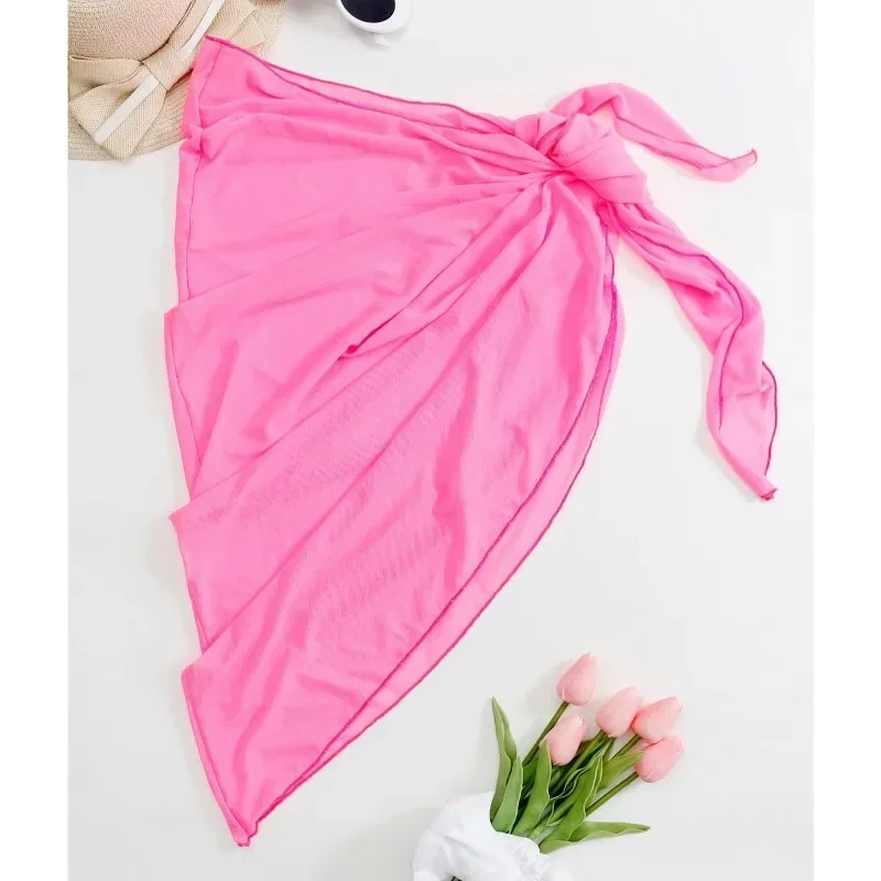 Robe de plage d'été enveloppante pure enveloppement noeud taille maillot de bain couvrir jupe Bikini enveloppes écharpe maillots de bain couverture Ups femmes Bikini châles