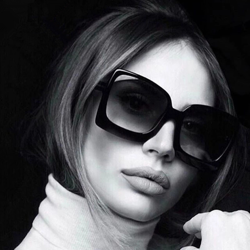 Lunettes de soleil surdimensionnées à grande monture pour femmes, marque de styliste en plastique dégradé, gafas de sol mujer UV400