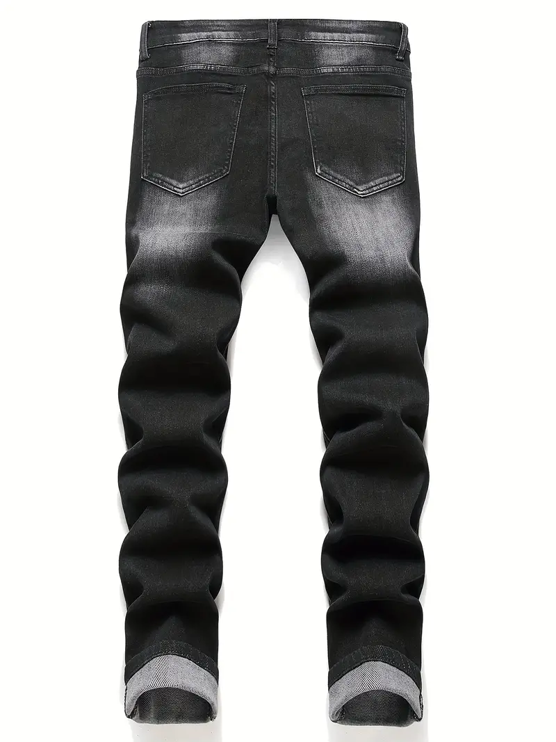 Jeans en denim pour hommes, très extensibles, coupe slim, décontractée, droite, classique, pantalon cargo en denim uni, streetwear.