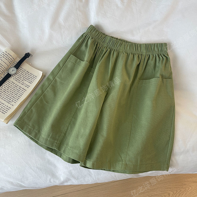 Vêtements pour femmes, short utilitaire rouge uni, ample, Style coréen, décontracté, élégant, vêtements d'extérieur, jambes larges et fines, nouvelle collection été