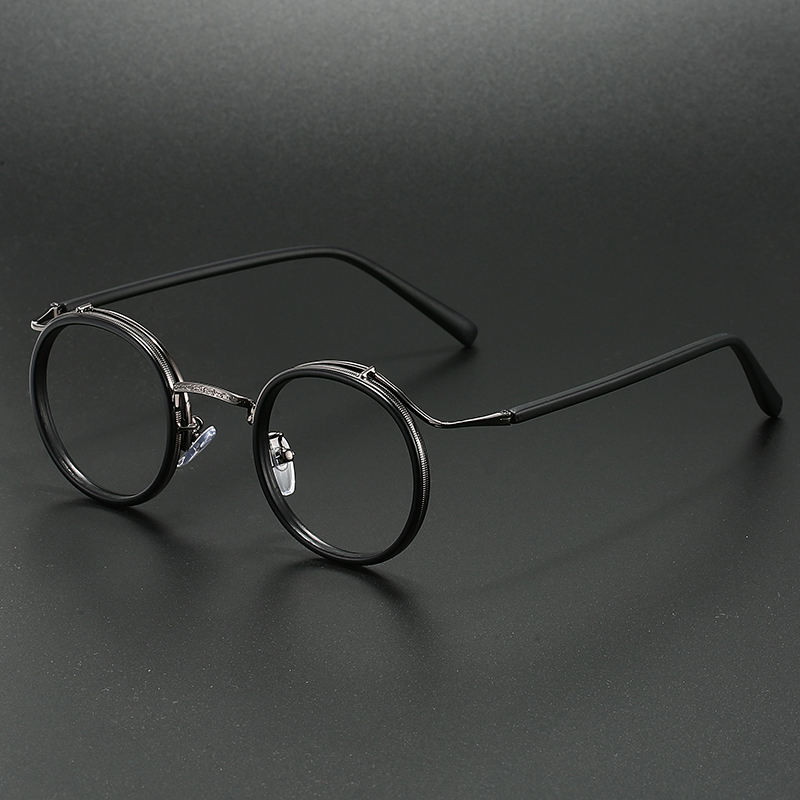 Monture de lunettes de luxe de marque rétro, monture ronde pour hommes et femmes, alliage d'acier inoxydable ultraléger, lunettes anti-lumière bleue