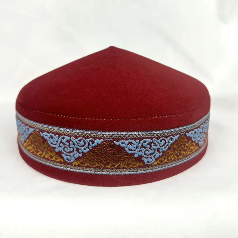 Chapeaux musulmans pour hommes, élégants, bleu, vert, noir, fête de danse faite à la main, en coton, dubaï, turquie, Kufi, Hijab, casquettes de printemps de haute qualité