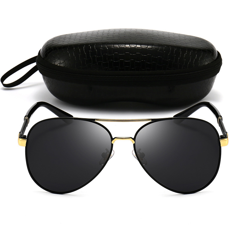 Lunettes de soleil classiques Big Pilot pour hommes et femmes, lunettes de soleil d'aviation en métal noir de luxe, lunettes de soleil de mode masculine pour la conduite, les vacances, protection UV400