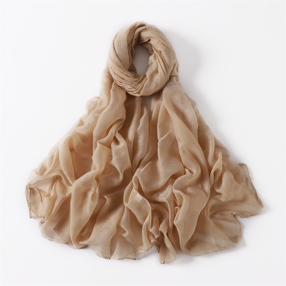Écharpe en Coton et Lin pour Femme et Étudiante, Classique, Solide, Rétro, Doux, Viscose, Châle Rond, Nouvelle Collection Automne