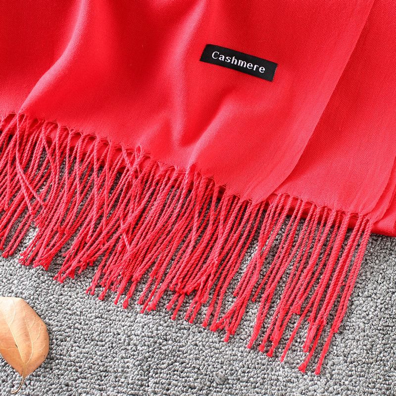 Foulards en cachemire doux pour femmes, nouvelle couleur unie, écharpe fine et longue avec pompon, châle chaud décontracté pour dames, nouvelle collection automne hiver