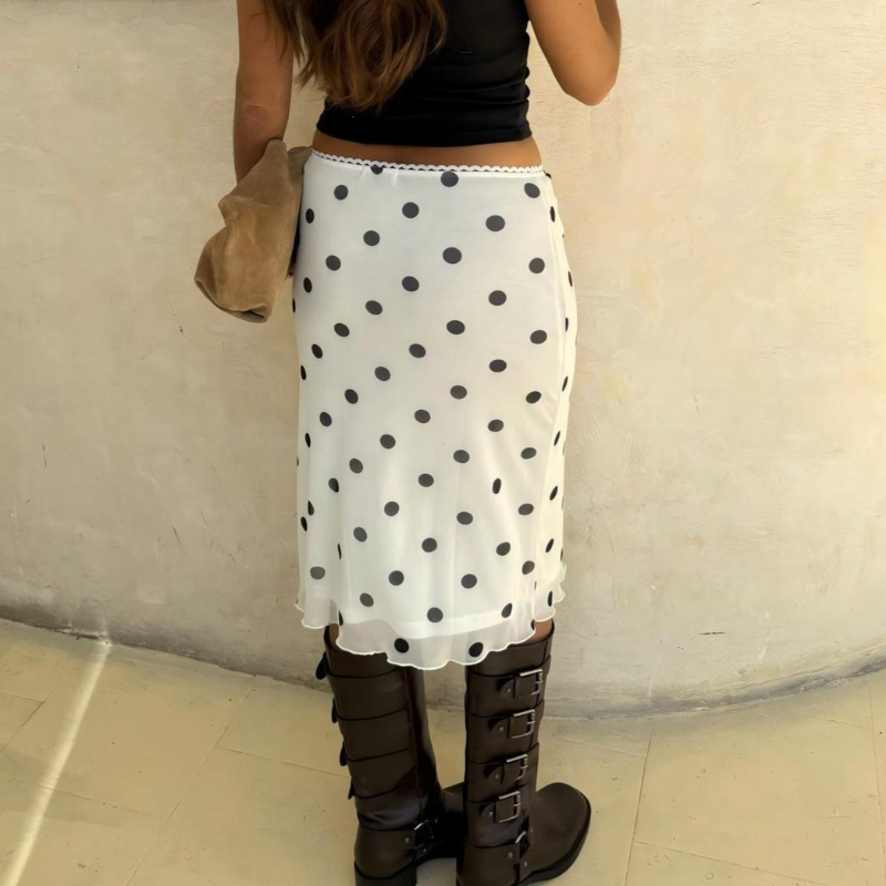 Jupe midi décontractée pour femme, élégante, à pois, moulante, style crayon, pour soirée, entraînement, usage quotidien, été, streetwear Y2K