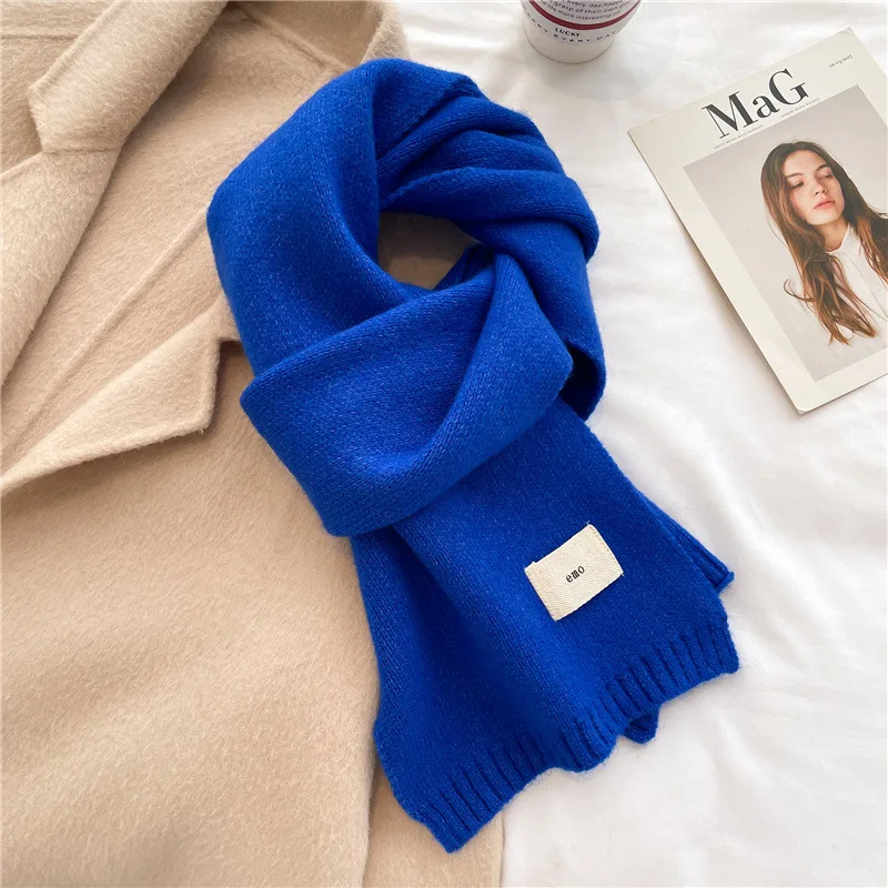 Femmes coréennes foulards en cachemire dame hiver épaissir chaud doux Pashmina châles enveloppes femme couleur Pure tricoté longue écharpe pour les femmes