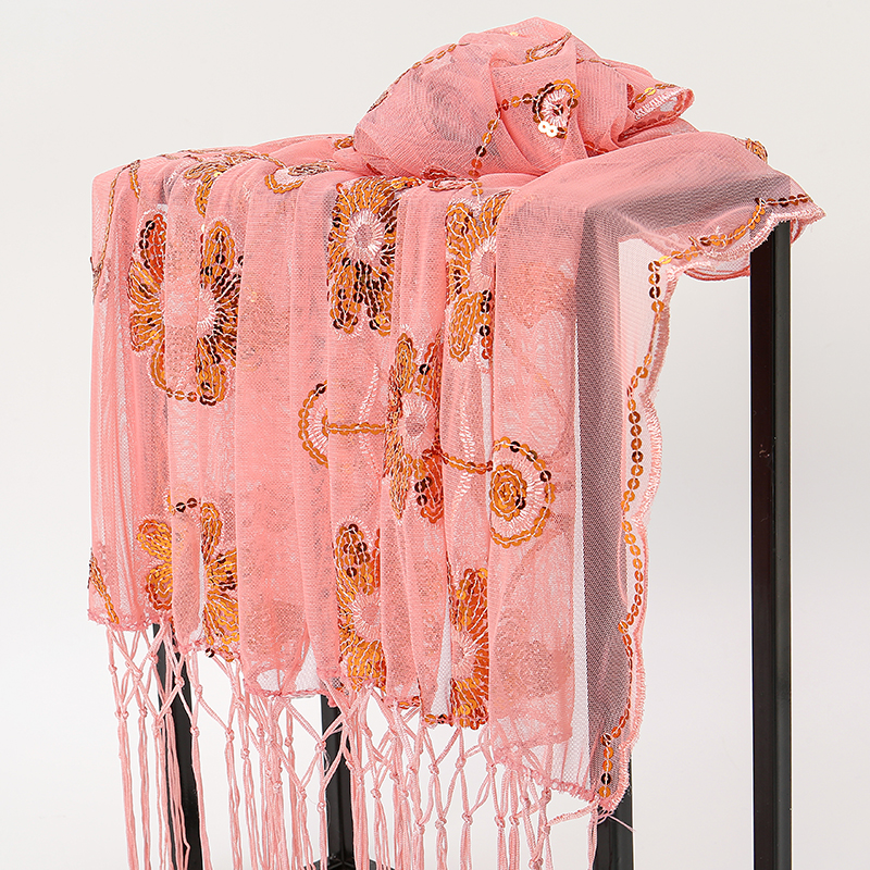 Écharpe à pampilles florales à sequins pour femmes, châles de luxe, hijab musulman, longue cape unie, cape de fête, nouveau, 160x60 cm