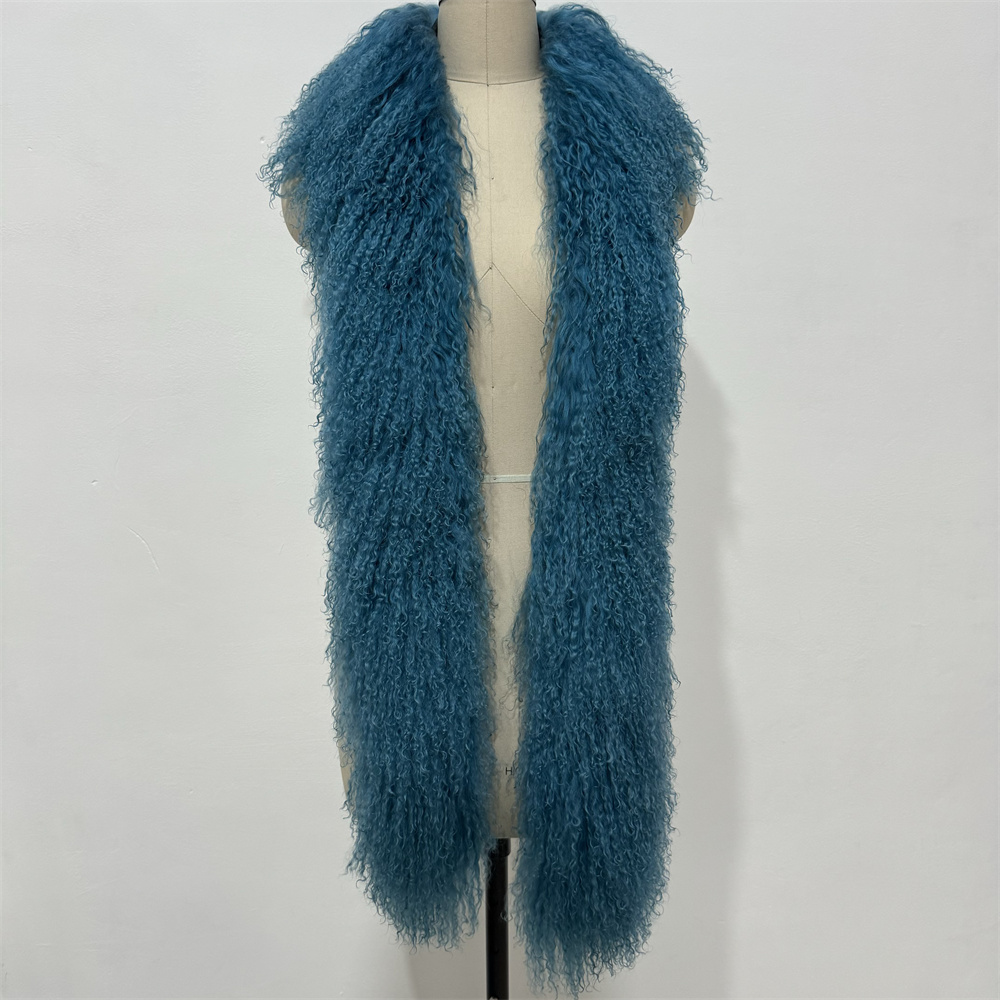 Écharpe en vraie fourrure de mouton mongole pour femme, col en fourrure d'agneau, chaud, à la mode, chauffe-cou, automne