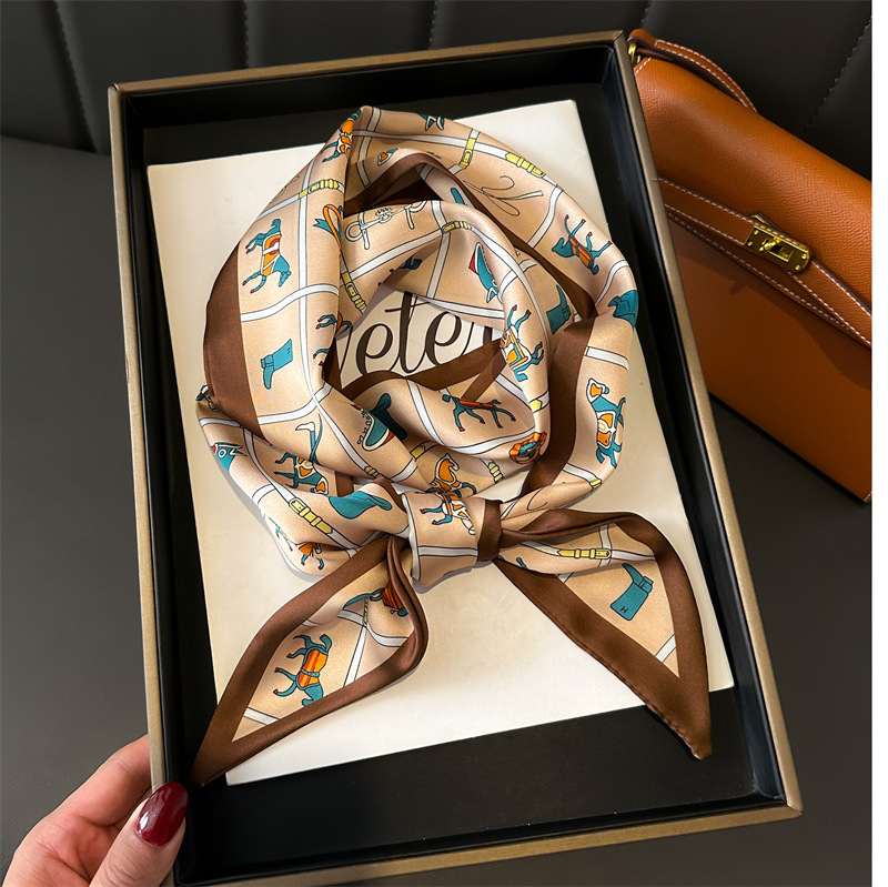 Écharpe en soie légère de luxe, longue écharpe en soie imitation soie, double couche, imprimée, polyvalente, cravate professionnelle, foulard pour chemise