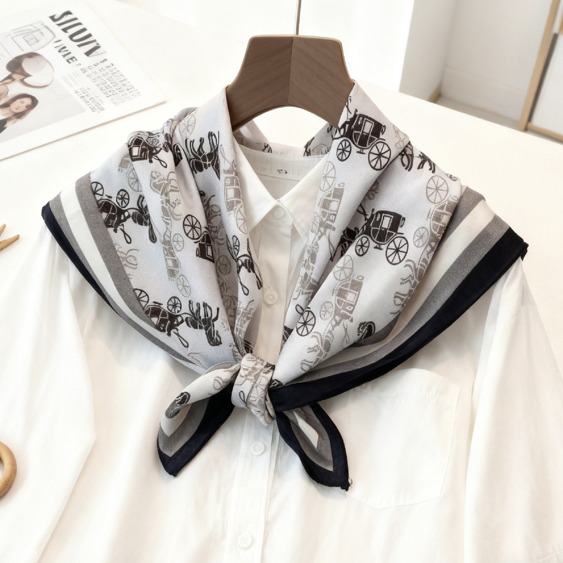 Écharpe carrée en coton pur de luxe pour femmes, foulard, écharpe pour le cou et les cheveux, design imprimé, foulard de tête, écharpe tendance pour filles