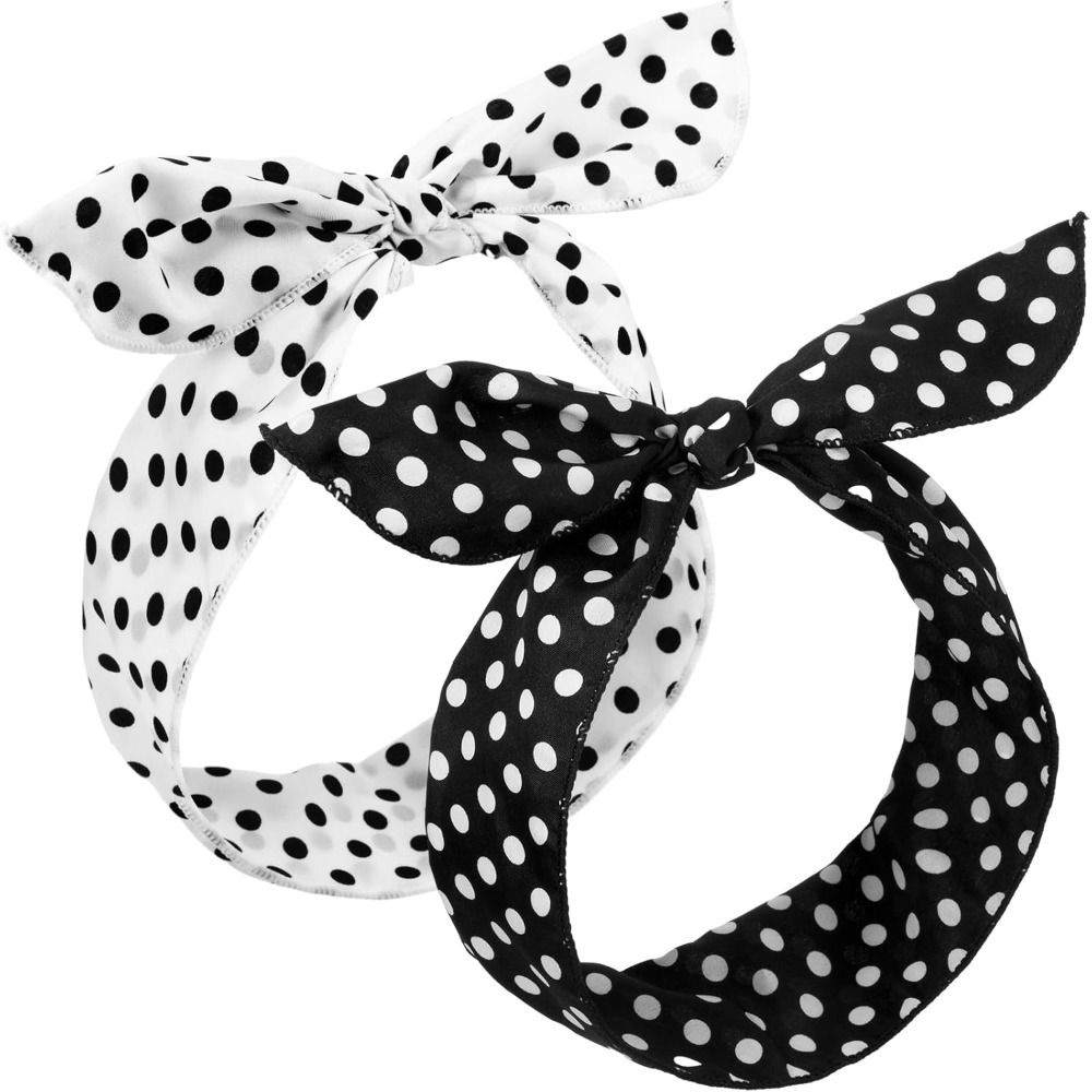 2 pièces mode à pois Bandana bandeau arc large bandeau de cheveux dame foulard accessoires de cheveux