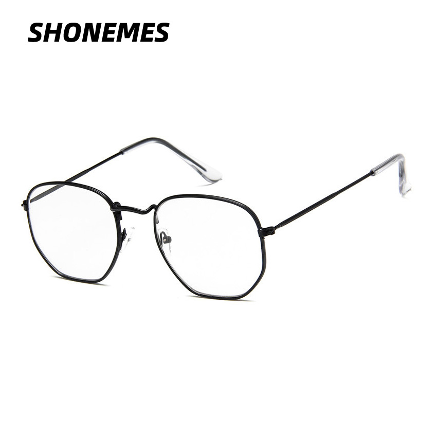 SHONEMES Lunettes Hexagonales Monture Métallique Vintage Polygonal Plaine Lunettes Argent Or Noir pour Hommes Femmes