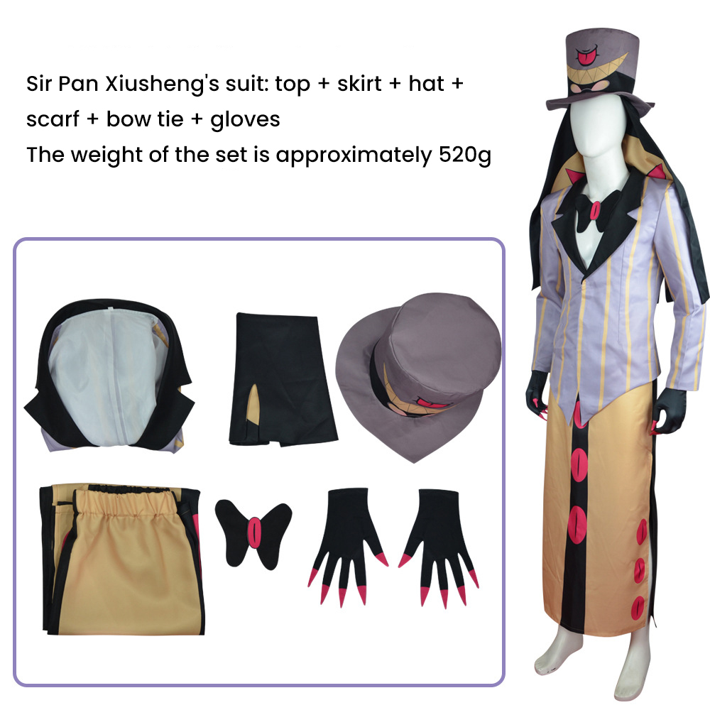 Costume de cosplay Sir Pentious de dessin animé Hazzbin, avec chapeau et nœud papillon, pour Halloween, carnaval, fête et déguisement