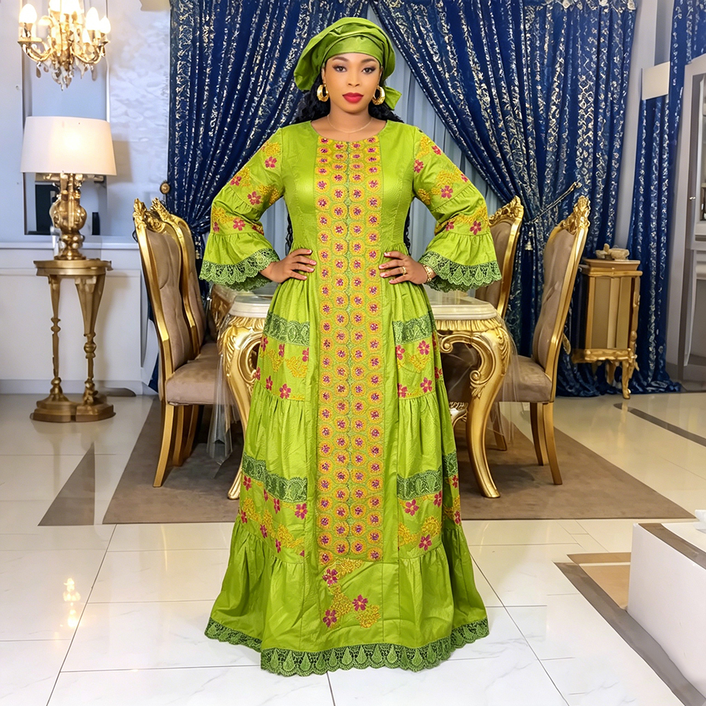 Vêtements africains grande taille pour femmes 2026 Nouvelle robe longue Dashiki Ankara brodée Bazin Boubou pour mariage musulman et soirée