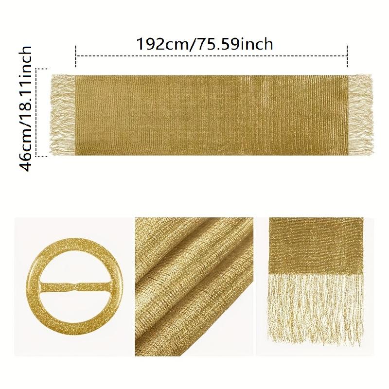 Châle décoratif pour femmes, écharpe à pampilles en soie dorée et argentée pour jeu de plage, avec boucle, tenue de dîner, de danse, de mariage