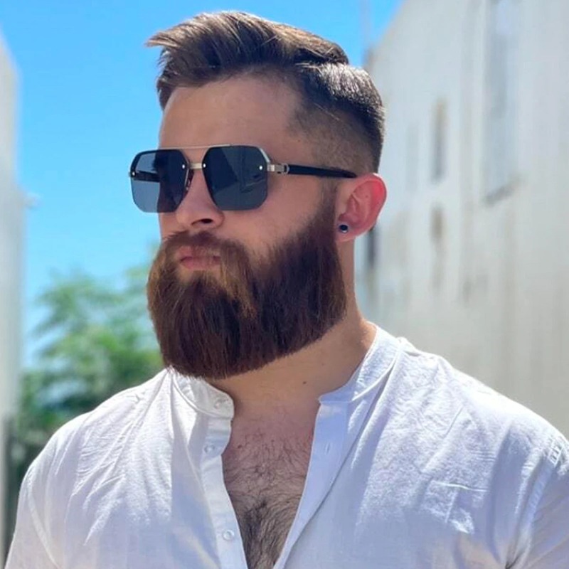 Lunettes de soleil métalliques pour hommes, monture carrée demi-cerclée, style décontracté, tendance, personnalité, rétro, mode, pour sports de plein air