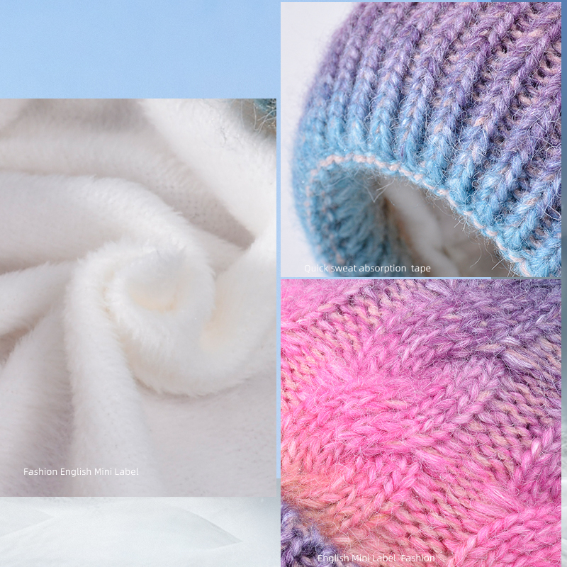 Chapeau tricoté de couleur dégradée pour femmes, ensemble écharpe, doublure polaire épaisse, Skullcap, cyclisme en plein air, Protection contre le vent, hiver