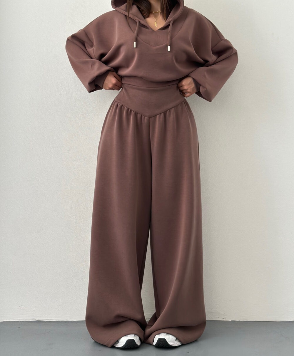 Ensemble de pantalons décontractés confortables pour femmes, style sportif, sweat-shirt court à capuche, pantalon taille haute, ensemble deux pièces, streetwear féminin