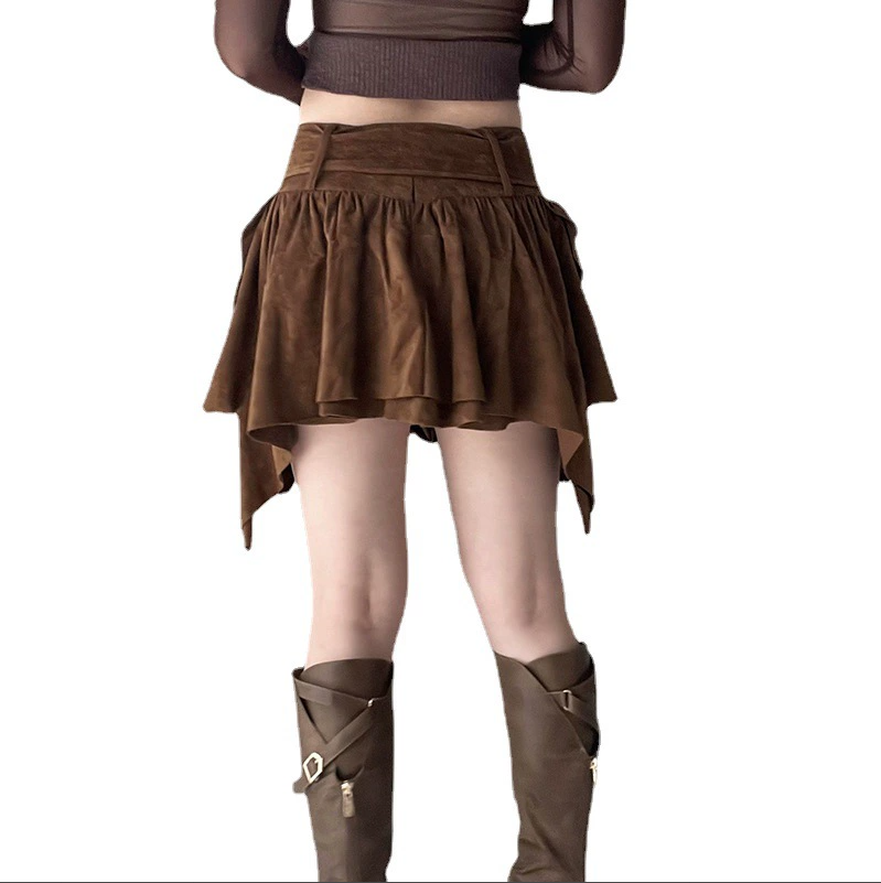 Jupe pour femmes, demi-jupe rétro multicouche épicée pour fille, avec taille haute irrégulière et longueur des jambes, nouvelle collection été 2025